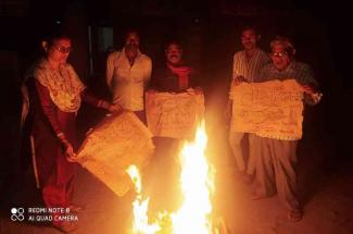 Holika Dahan: burnt copies of three agricultural laws