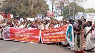 Demonstration of ASHA workers in Prayagraj